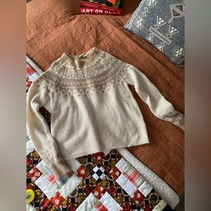 JOIE WOOL BLEND FAIR ISLE SWEATER TAN CREAM WOMEN S